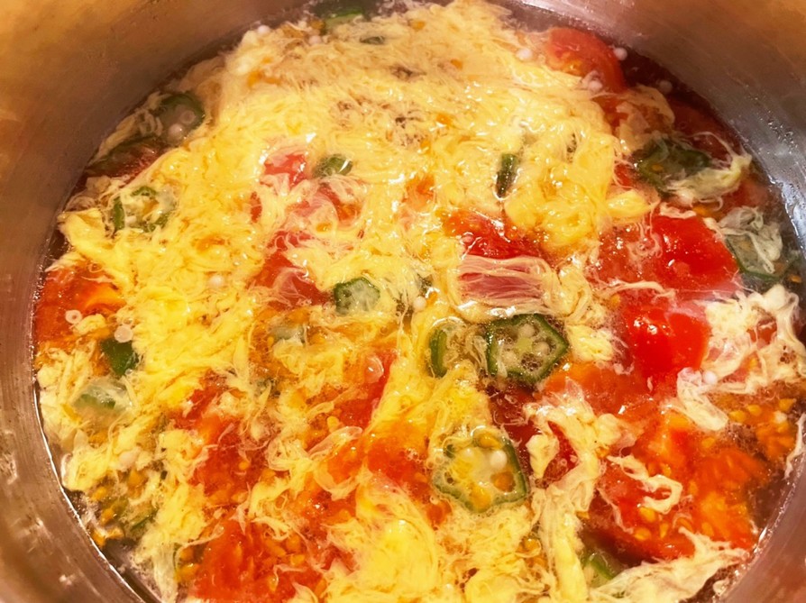 トマトとオクラの卵スープの画像
