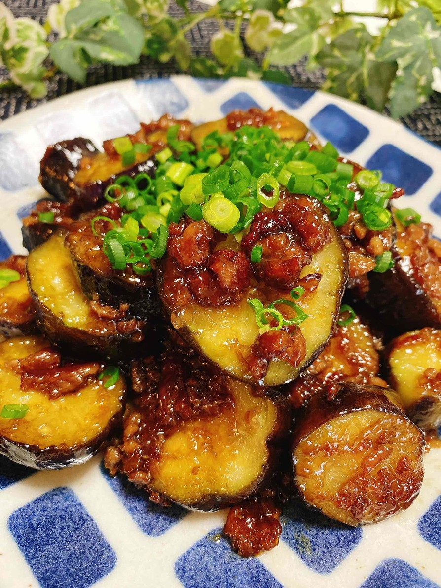 ひき肉入りなすの照り焼きの画像