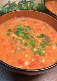 栄養満点☆サバとなすのトマ玉スープ