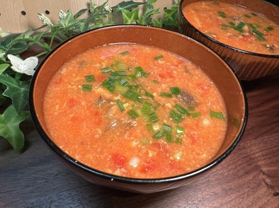 栄養満点☆サバとなすのトマ玉スープの写真
