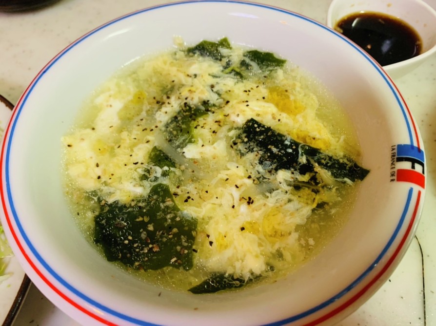 豚の茹で汁で作るわかめの中華スープの画像