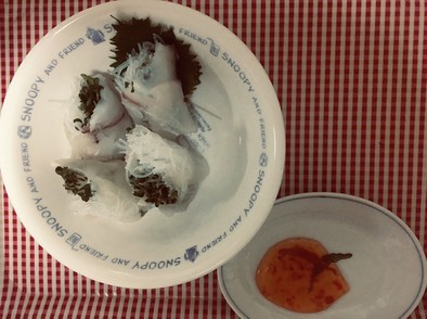 刺身用蛸で生春巻きの写真