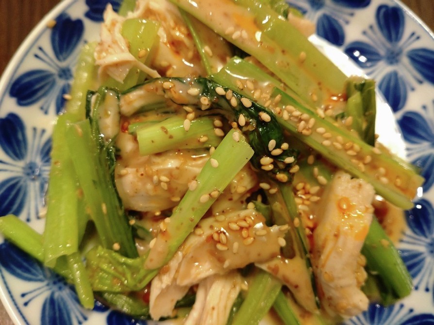 小松菜とささみの担々風サラダの画像
