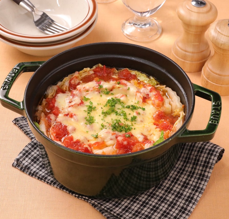 白菜と豚バラ肉のトマトミルフィーユ鍋の画像