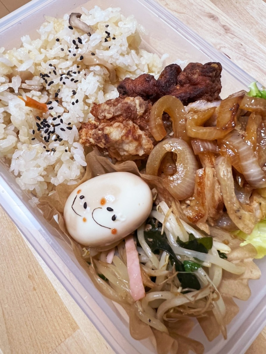 豚ロース肉の生姜焼き☆きのこ味ご飯弁当の画像