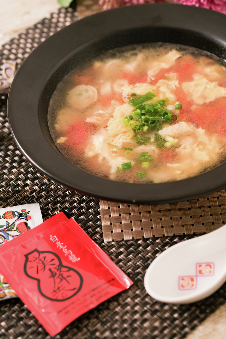 鶏かわ餃子の中華スープ♪の画像