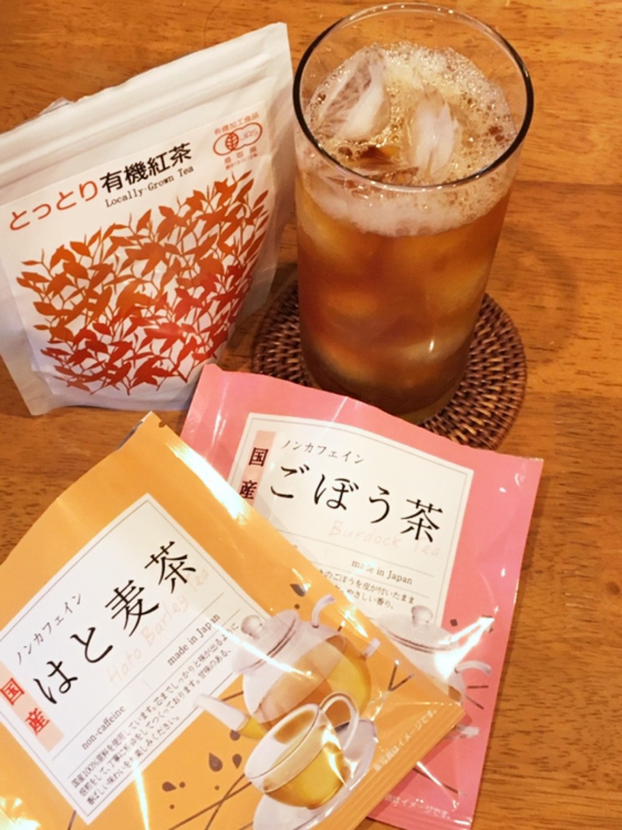 鳥取紅茶陣構に麦茶と牛蒡茶のアイスティーの画像