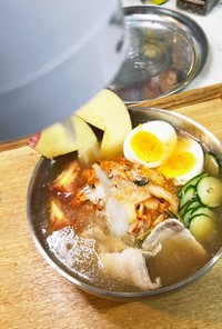 自宅でぶっかけかき氷の冷しゃぶ韓国冷麺