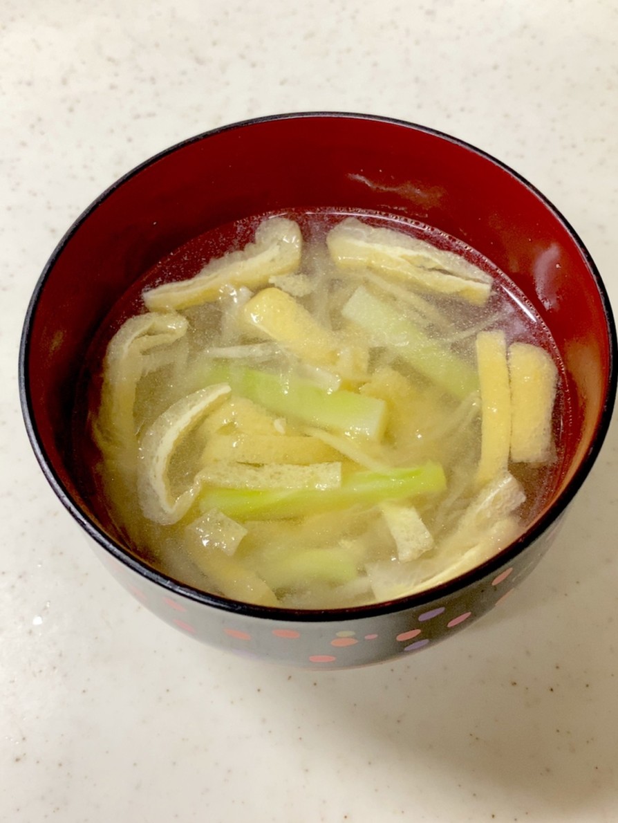 大根 ブロッコリーの茎 油揚げの味噌汁の画像
