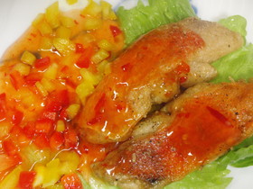 金目鯛の揚げ焼き♪スイートチリ添え♪