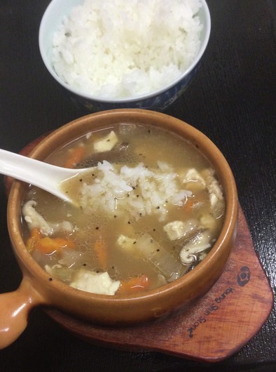 サンラータン風スープご飯の写真