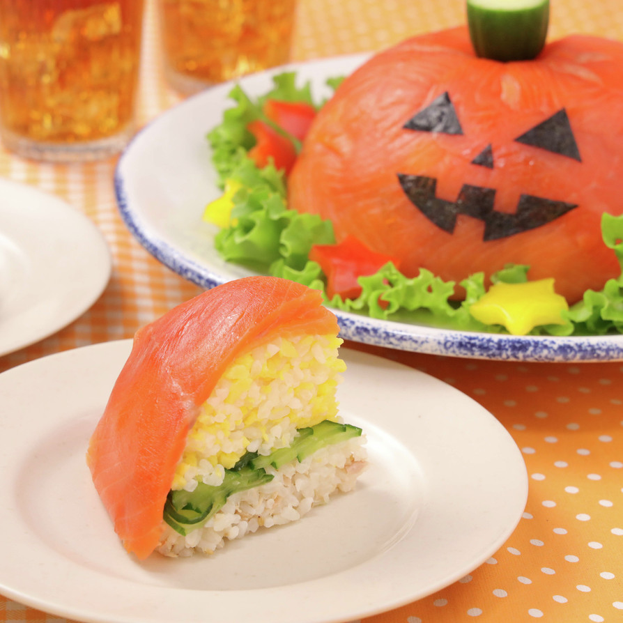 ハロウィンおばけのケーキ寿司の画像