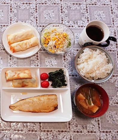 和風‪･朝食‪✿‬鯖の塩焼き定食風 案の写真