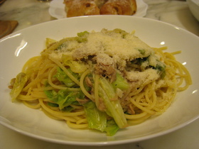 キャベツとツナのスパゲティ