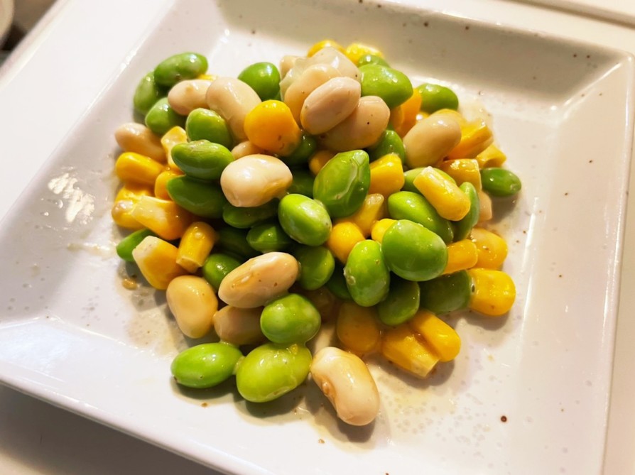 枝豆と大豆、コーンの混ぜ混ぜサラダの画像