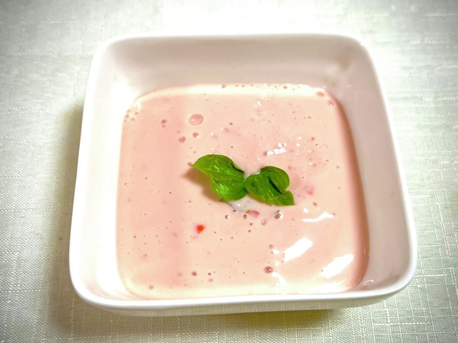 お豆腐とトマトで作る冷たいスープの画像