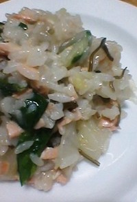 レンチン！鮭と白菜と青菜のリゾット