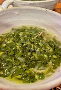 モロヘイヤとハムの簡単冷製スープ