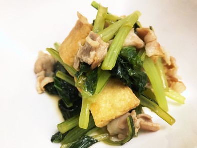 小松菜と厚揚げの炒め物　の写真