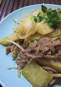 長芋と豚肉のキムチ炒め