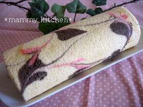 ☆2色マーブル模様のロールケーキ☆