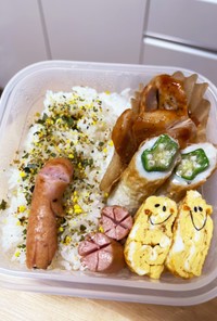 オクラちくわ☆ポークケチャップ弁当