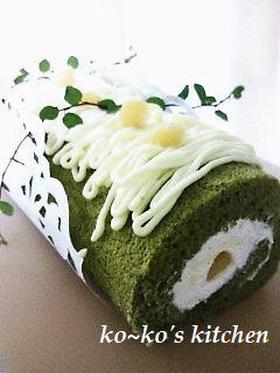 抹茶モンブランロールケーキ