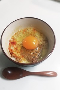 納豆キムチ卵のオートミール