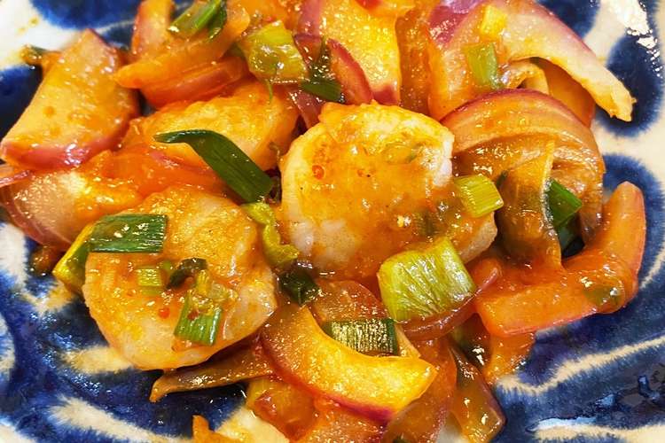 紫玉ねぎのカラフルヘルシーなエビチリ レシピ 作り方 By なおみんのお料理 クックパッド 簡単おいしいみんなのレシピが373万品