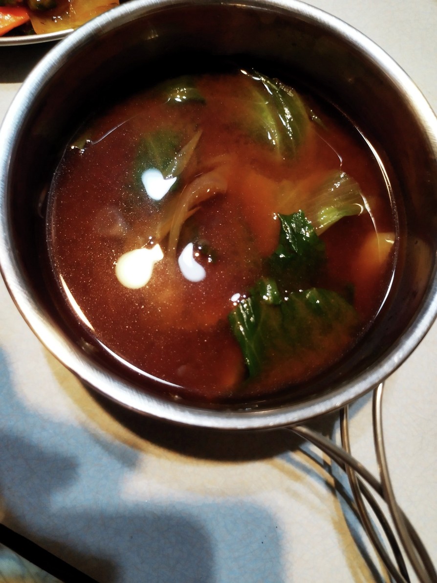 意外な美味しさ　茗荷とレタスの味噌汁の画像