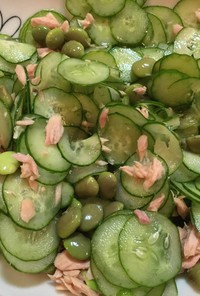 ツナときゅうりと枝豆のカンタン酢サラダ