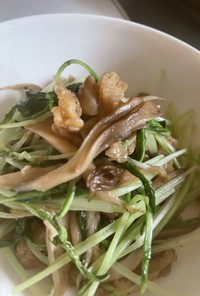 油揚げ・きのこ・水菜の麺つゆ炒め