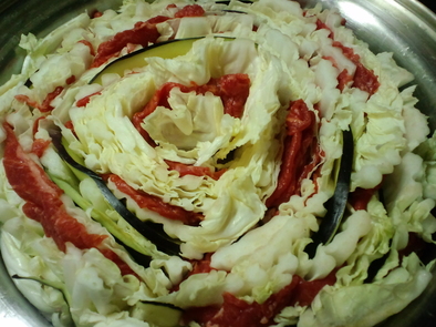 白菜としゃぶしゃぶ肉のミルフィーユ鍋の写真