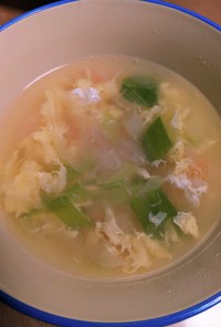 海老とネギと卵の中華スープ