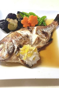 焼き花鯛(チダイ)とおろし柚子ソース
