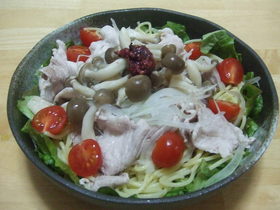 ●低カロリー●豚しゃぶサラダ風パスタ