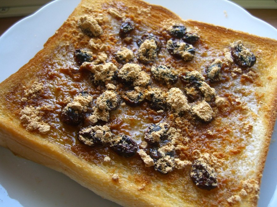 レーズンきなこトーストを黒蜜での画像