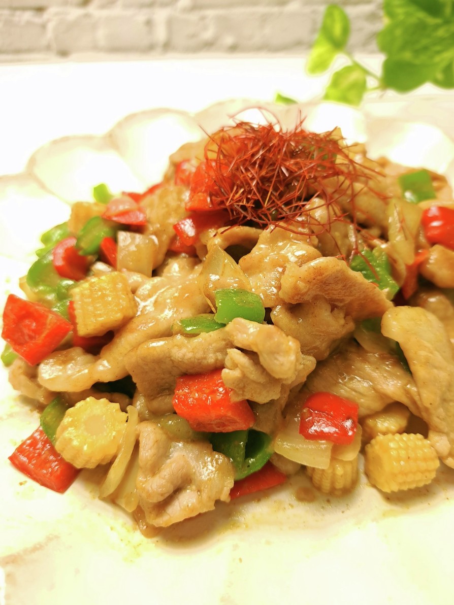 豚肉と彩り野菜の中華炒めカレー風味の画像