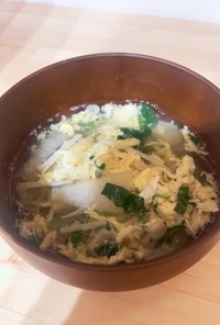 冬瓜とモロヘイヤの卵とじスープ