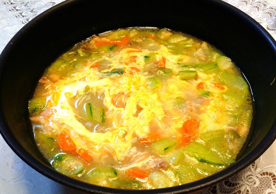 ヘチマ親子スープ…丝瓜蛋花汤の画像