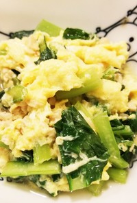 小松菜とひきわり納豆の卵とじ