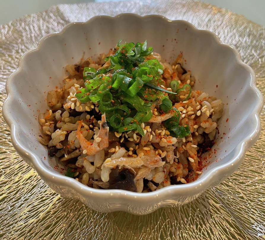 小エビとキクラゲの玄米炊き込みご飯の画像