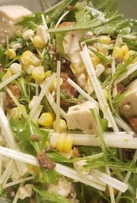 水菜と豆腐のアンチョビサラダ