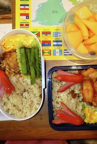 エビチリ　ポテサラ　唐揚　鶏五目御飯弁当