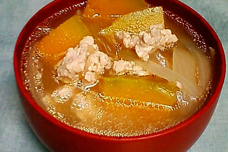 カボチャ 玉ねぎと鶏ひき肉の味噌汁 レシピ 作り方 By Yukari01 クックパッド