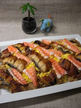 絶品♪うなぎとエビのご馳走ちらし寿司♪