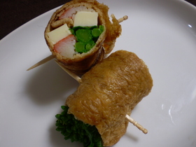 菜の花の油揚げ巻き