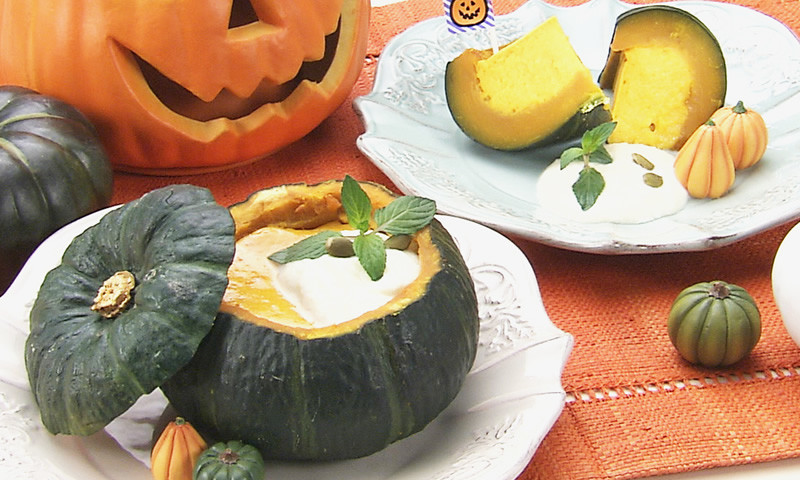 かぼちゃ豆乳プリン ～豆腐クリーム添えの画像