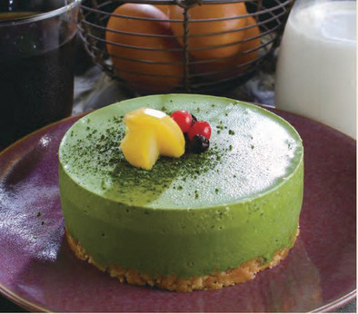 緑茶のチーズケーキの写真