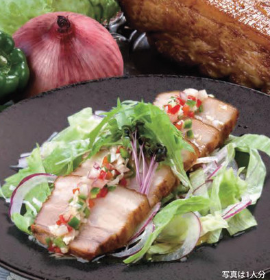 たっぷり野菜と豚バラ肉の中華風ローストの写真